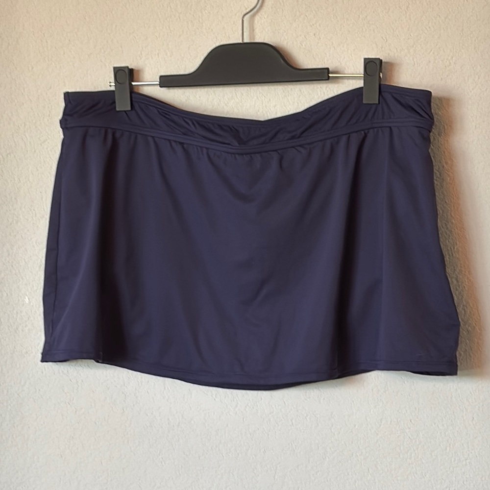 Anne Cole Modest High Waisted Swim Skirt 20W Navy Plus Skort